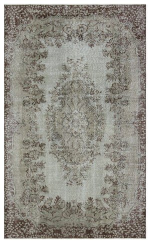 Gray Over Dyed Vintage Rug 5'3'' x 8'9'' ft 160 x 267 cm