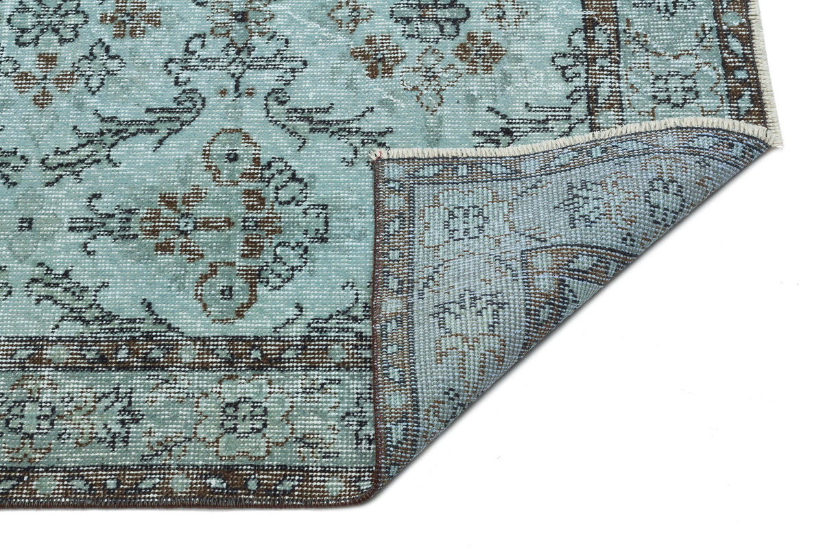 Green Over Dyed Vintage Rug 4&#39;11&#39;&#39; x 8&#39;7&#39;&#39; ft 151 x 262 cm