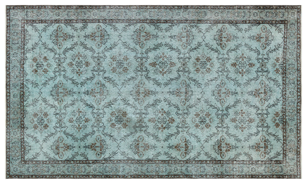 Green Over Dyed Vintage Rug 4'11'' x 8'7'' ft 151 x 262 cm