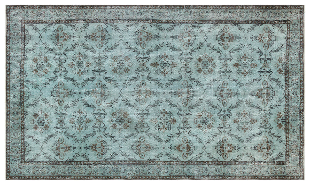 Green Over Dyed Vintage Rug 4&#39;11&#39;&#39; x 8&#39;7&#39;&#39; ft 151 x 262 cm