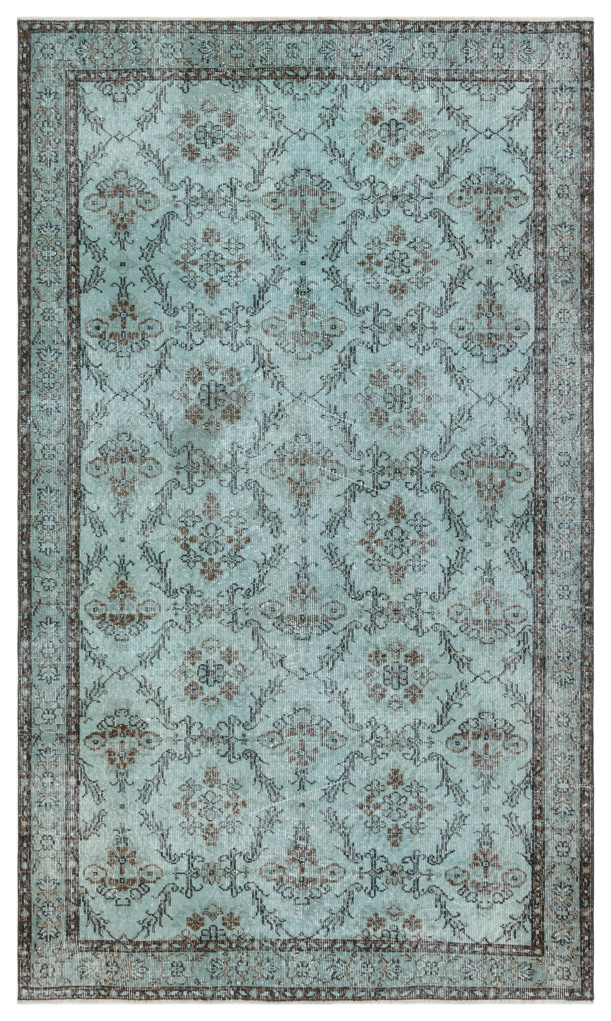 Green Over Dyed Vintage Rug 4&#39;11&#39;&#39; x 8&#39;7&#39;&#39; ft 151 x 262 cm