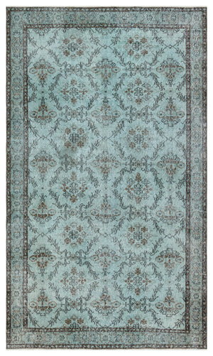 Green Over Dyed Vintage Rug 4'11'' x 8'7'' ft 151 x 262 cm