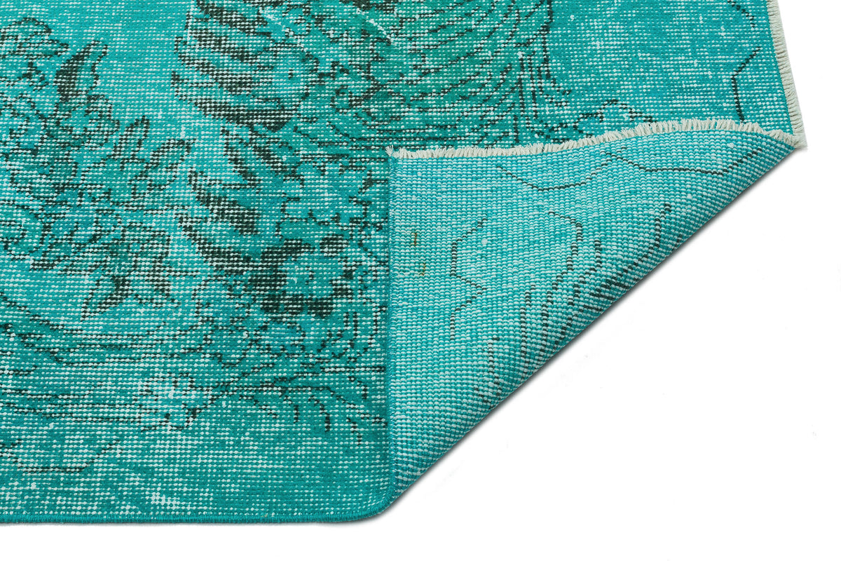 Turquoise  Over Dyed Vintage Rug 6&#39;1&#39;&#39; x 9&#39;11&#39;&#39; ft 185 x 301 cm
