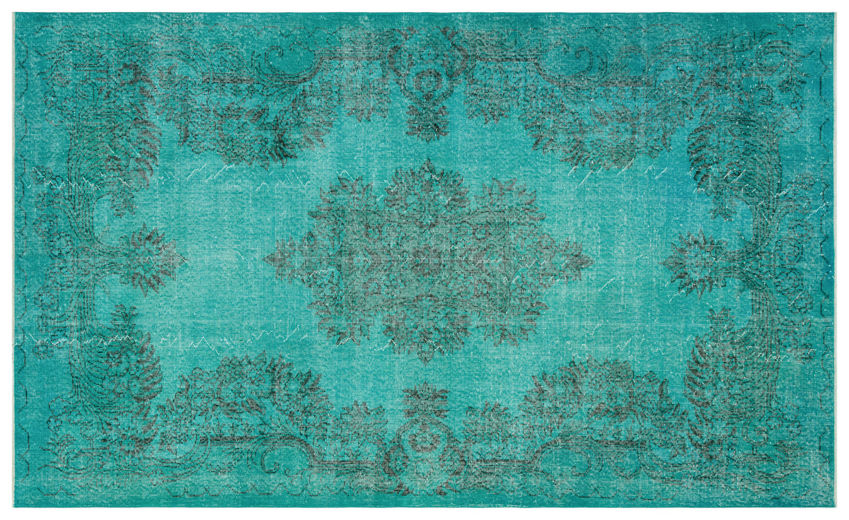 Turquoise  Over Dyed Vintage Rug 6&#39;1&#39;&#39; x 9&#39;11&#39;&#39; ft 185 x 301 cm