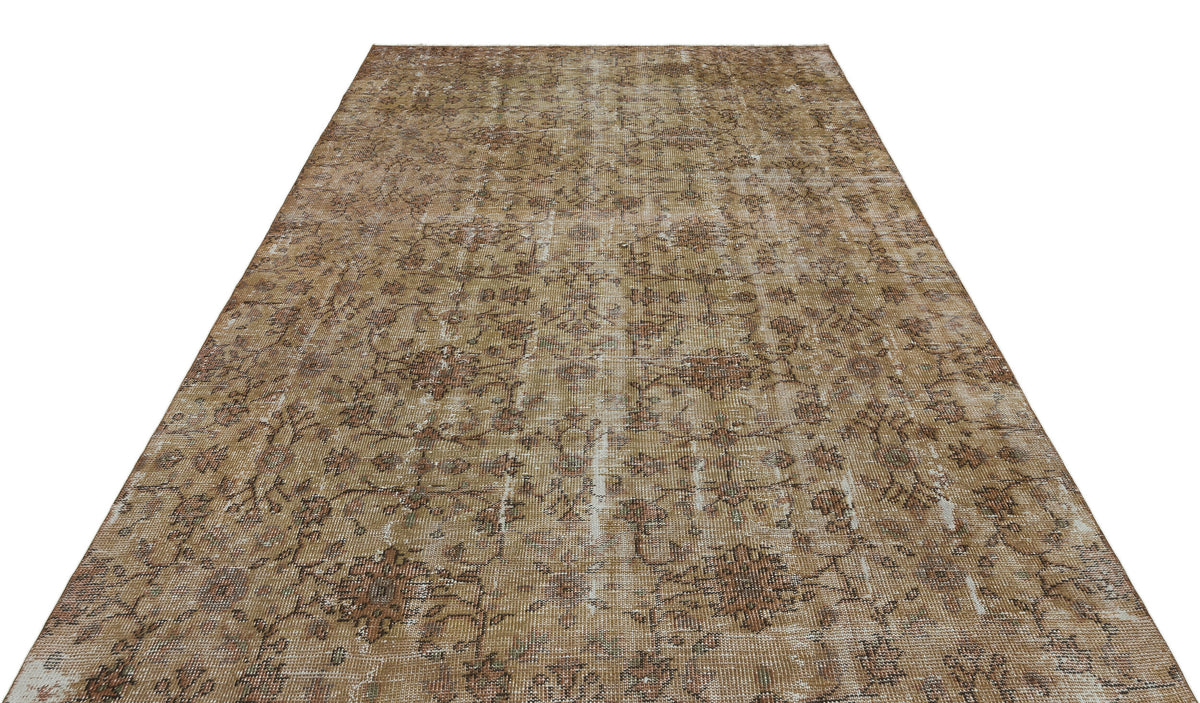 Brown Over Dyed Vintage Rug 6&#39;4&#39;&#39; x 9&#39;3&#39;&#39; ft 193 x 281 cm