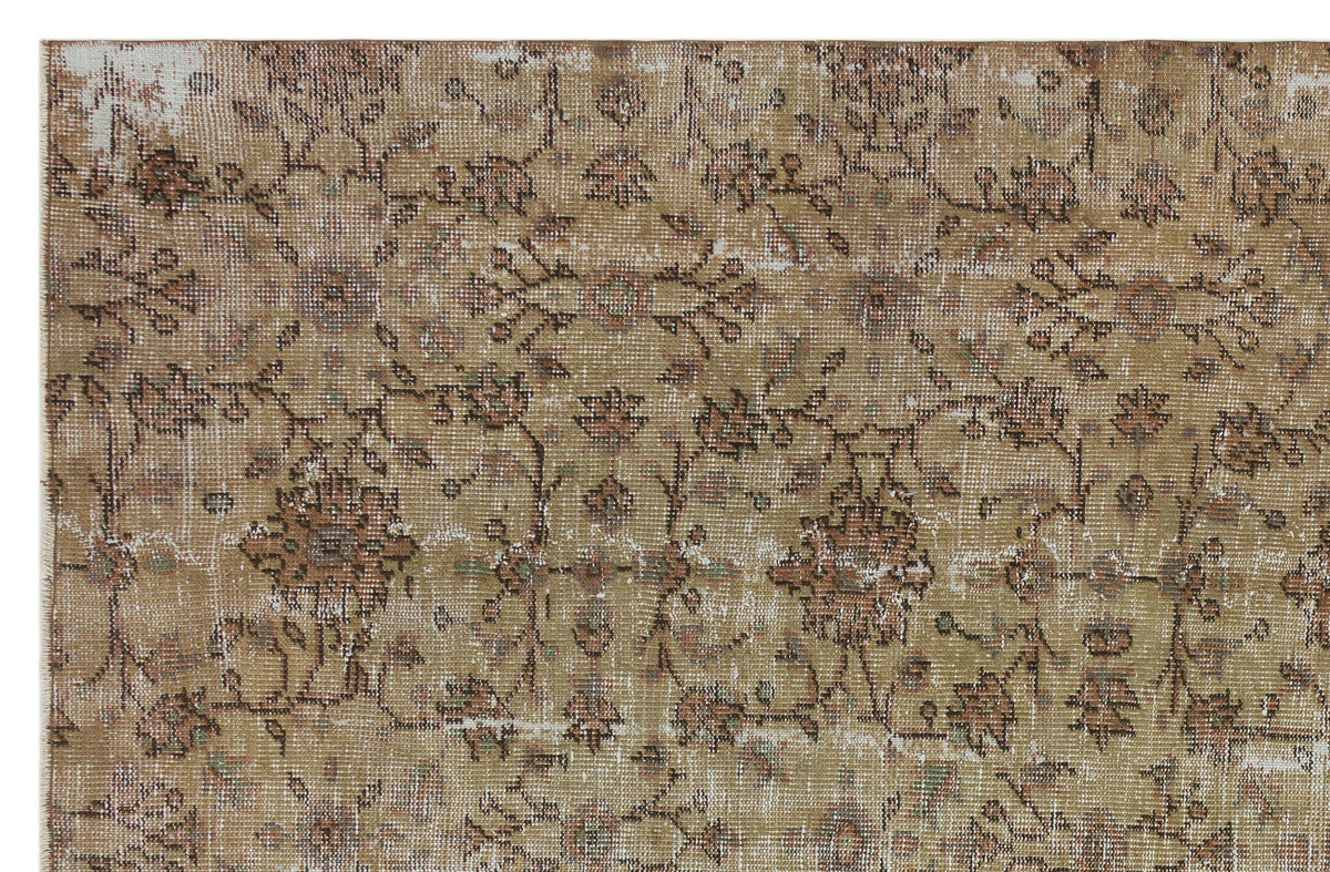 Brown Over Dyed Vintage Rug 6&#39;4&#39;&#39; x 9&#39;3&#39;&#39; ft 193 x 281 cm