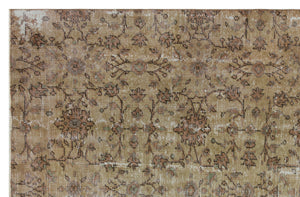 Brown Over Dyed Vintage Rug 6'4'' x 9'3'' ft 193 x 281 cm