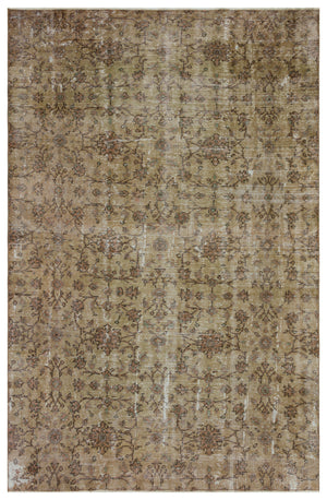 Brown Over Dyed Vintage Rug 6'4'' x 9'3'' ft 193 x 281 cm