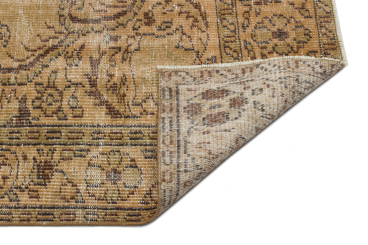 Brown Over Dyed Vintage Rug 5&#39;5&#39;&#39; x 9&#39;6&#39;&#39; ft 166 x 290 cm