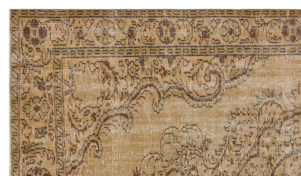 Brown Over Dyed Vintage Rug 5&#39;5&#39;&#39; x 9&#39;6&#39;&#39; ft 166 x 290 cm