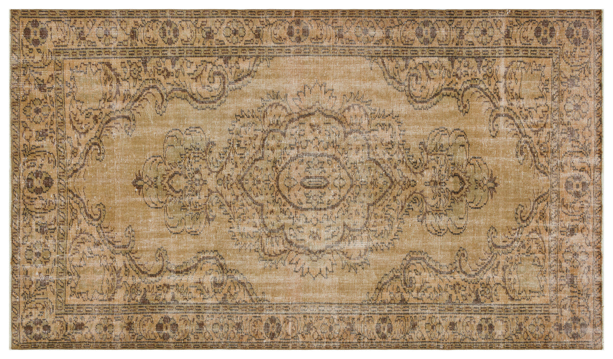 Brown Over Dyed Vintage Rug 5&#39;5&#39;&#39; x 9&#39;6&#39;&#39; ft 166 x 290 cm