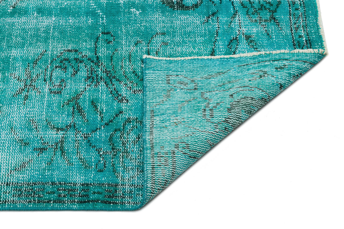 Turquoise  Over Dyed Vintage Rug 5&#39;12&#39;&#39; x 8&#39;9&#39;&#39; ft 182 x 267 cm