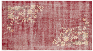 Retro Design Floral Over Dyed Vintage Rug 3'10'' x 6'10'' ft 116 x 208 cm