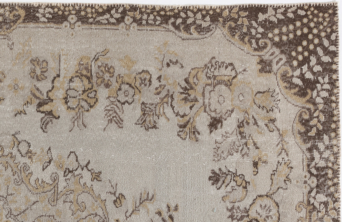 Beige Over Dyed Vintage Rug 6&#39;1&#39;&#39; x 9&#39;8&#39;&#39; ft 185 x 295 cm