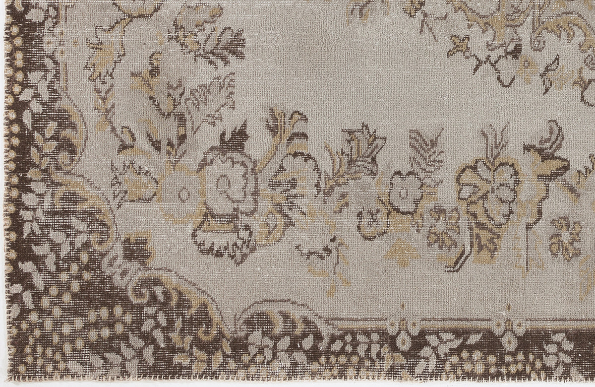 Beige Over Dyed Vintage Rug 6&#39;1&#39;&#39; x 9&#39;8&#39;&#39; ft 185 x 295 cm