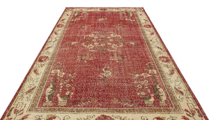 Traditional Design Floral Over Dyed Floral Vintage Rug 6'7'' x 10'4'' ft 201 x 315 cm