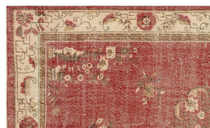 Traditional Design Floral Over Dyed Floral Vintage Rug 6'7'' x 10'4'' ft 201 x 315 cm