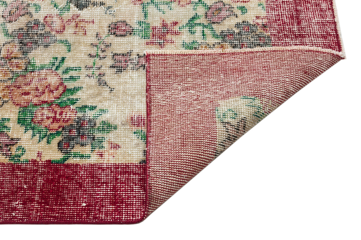 Retro Design Floral Over Dyed Vintage Rug 5&#39;5&#39;&#39; x 9&#39;1&#39;&#39; ft 166 x 278 cm