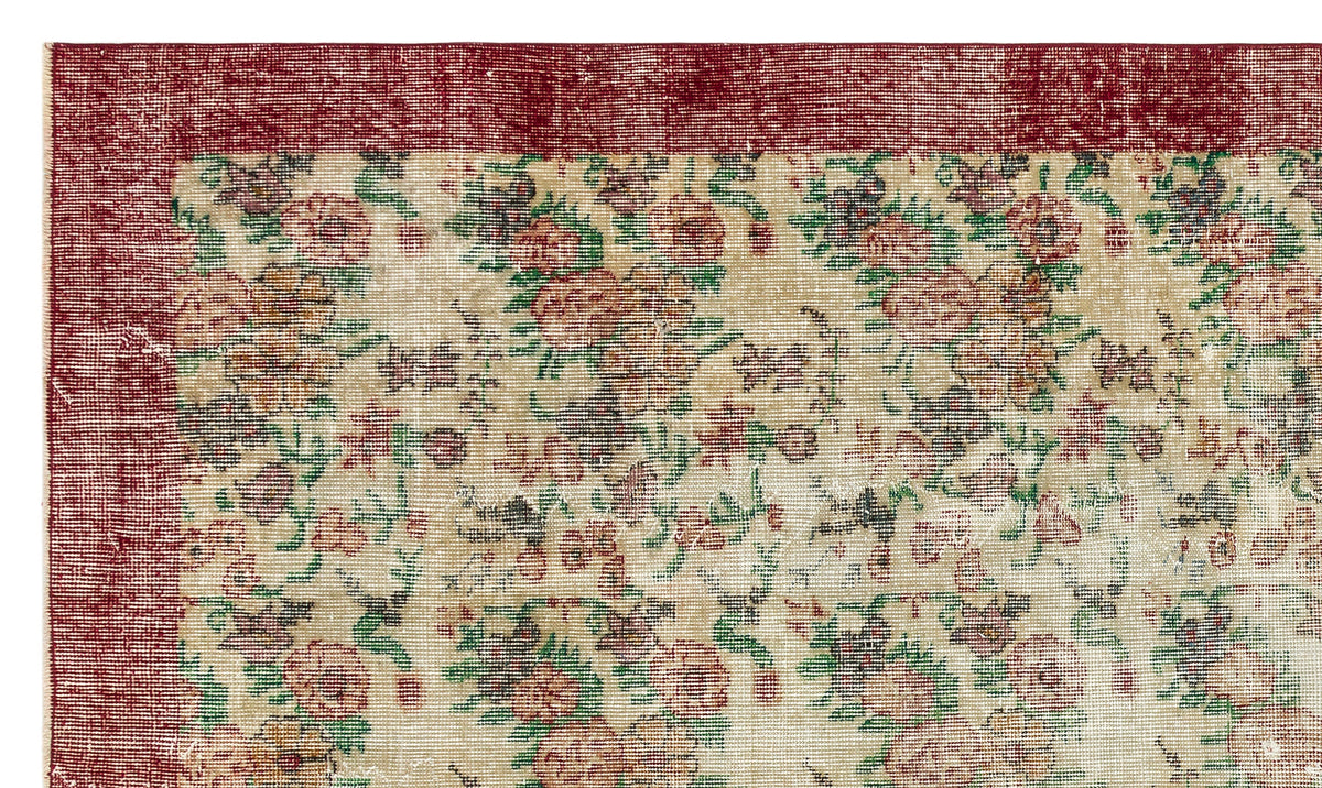 Retro Design Floral Over Dyed Vintage Rug 5&#39;5&#39;&#39; x 9&#39;1&#39;&#39; ft 166 x 278 cm