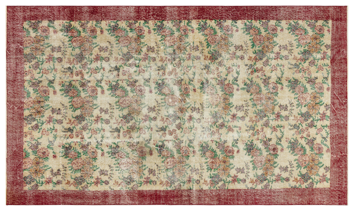 Retro Design Floral Over Dyed Vintage Rug 5&#39;5&#39;&#39; x 9&#39;1&#39;&#39; ft 166 x 278 cm