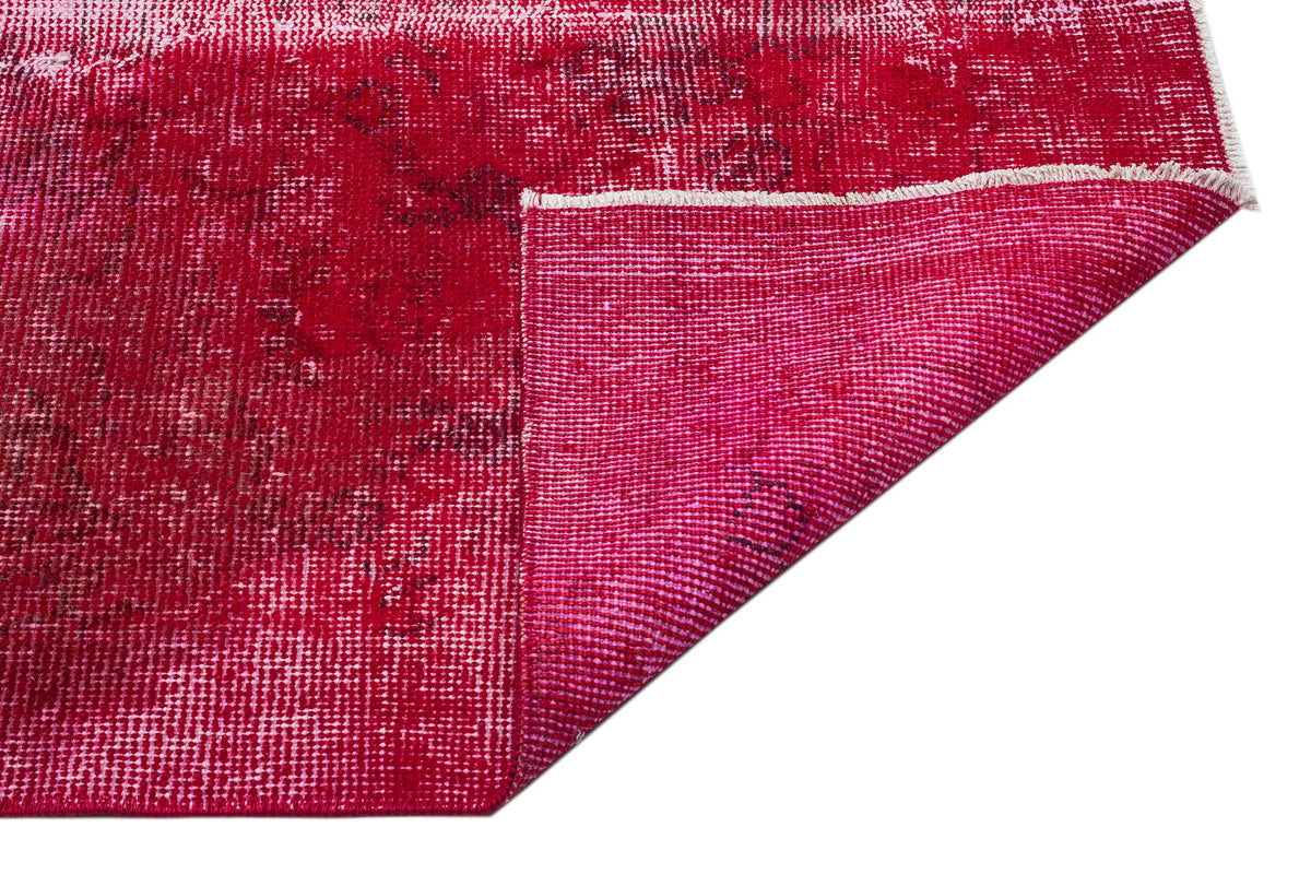 Red Over Dyed Vintage Rug 5&#39;5&#39;&#39; x 8&#39;10&#39;&#39; ft 165 x 268 cm