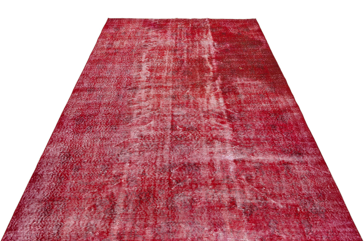 Red Over Dyed Vintage Rug 5&#39;5&#39;&#39; x 8&#39;10&#39;&#39; ft 165 x 268 cm