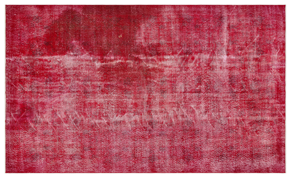Red Over Dyed Vintage Rug 5&#39;5&#39;&#39; x 8&#39;10&#39;&#39; ft 165 x 268 cm