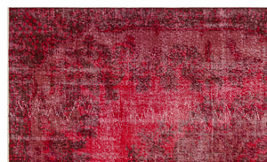 Red Over Dyed Vintage Rug 6'5'' x 10'7'' ft 195 x 322 cm