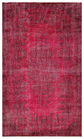 Red Over Dyed Vintage Rug 5'6'' x 9'2'' ft 168 x 280 cm