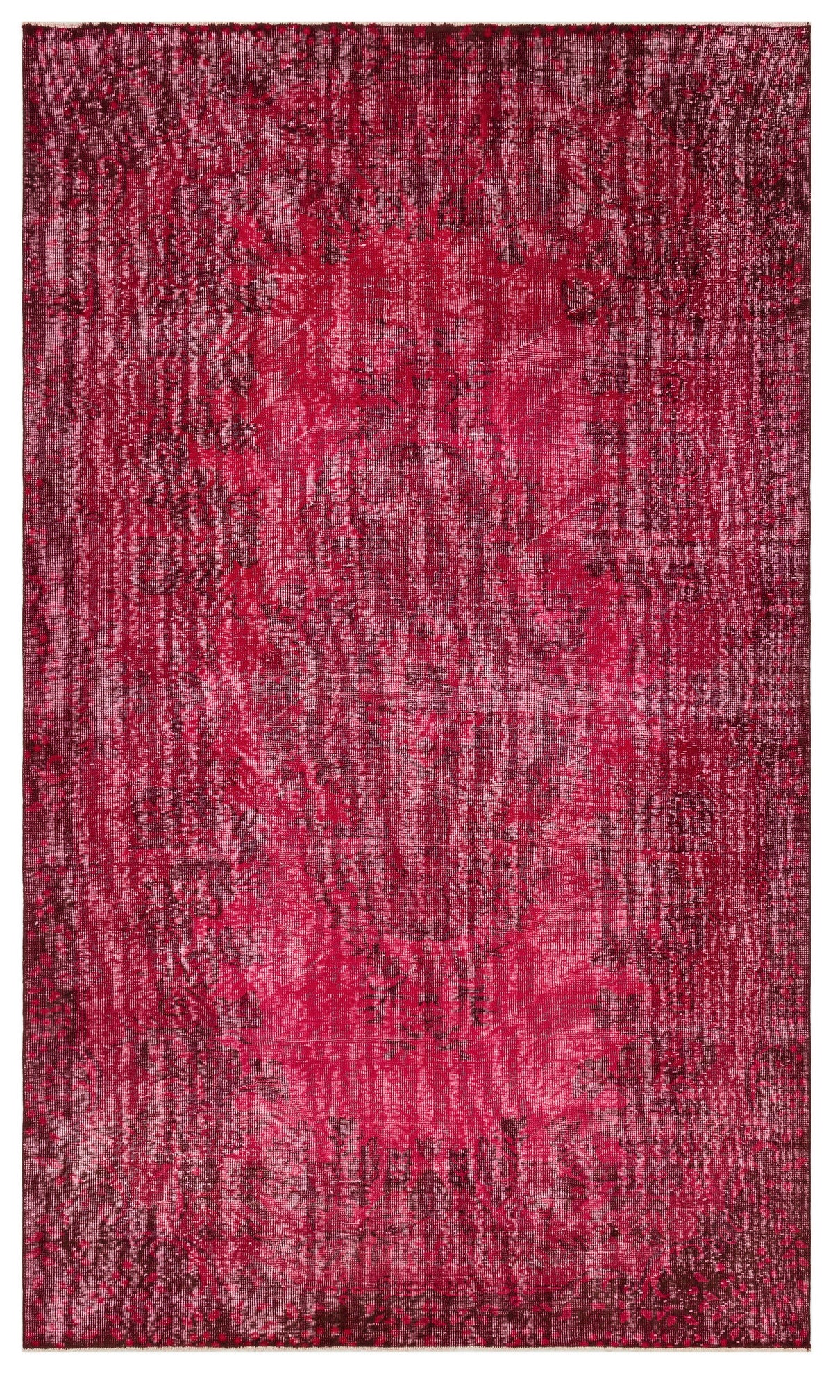 Red Over Dyed Vintage Rug 5&#39;6&#39;&#39; x 9&#39;2&#39;&#39; ft 168 x 280 cm