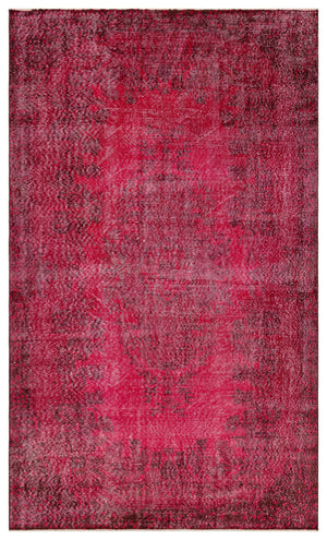 Red Over Dyed Vintage Rug 5'6'' x 9'2'' ft 168 x 280 cm