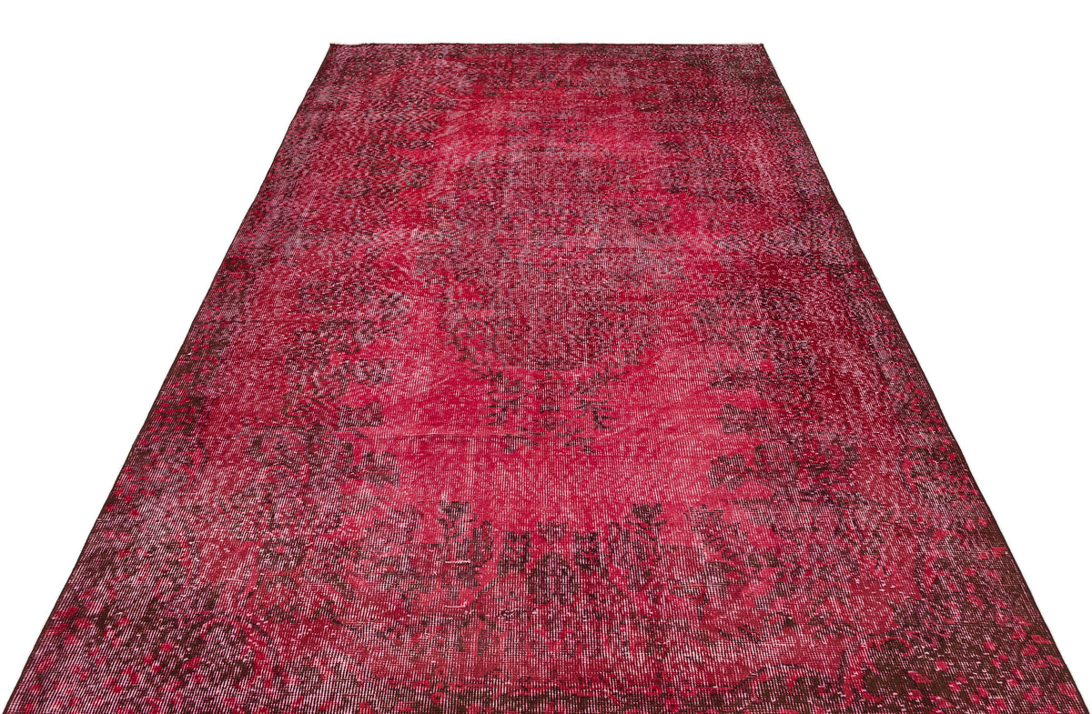 Red Over Dyed Vintage Rug 5&#39;6&#39;&#39; x 9&#39;2&#39;&#39; ft 168 x 280 cm