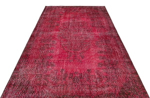 Red Over Dyed Vintage Rug 5'6'' x 9'2'' ft 168 x 280 cm