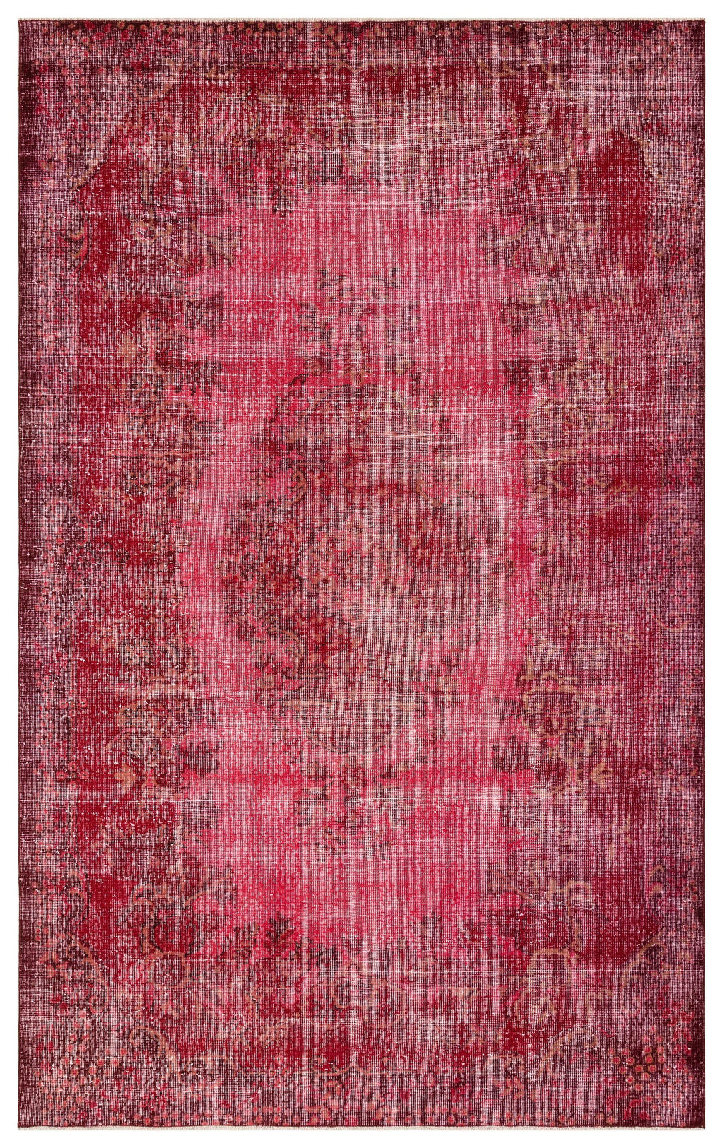 Red Over Dyed Vintage Rug 5'12'' x 9'7'' ft 182 x 291 cm