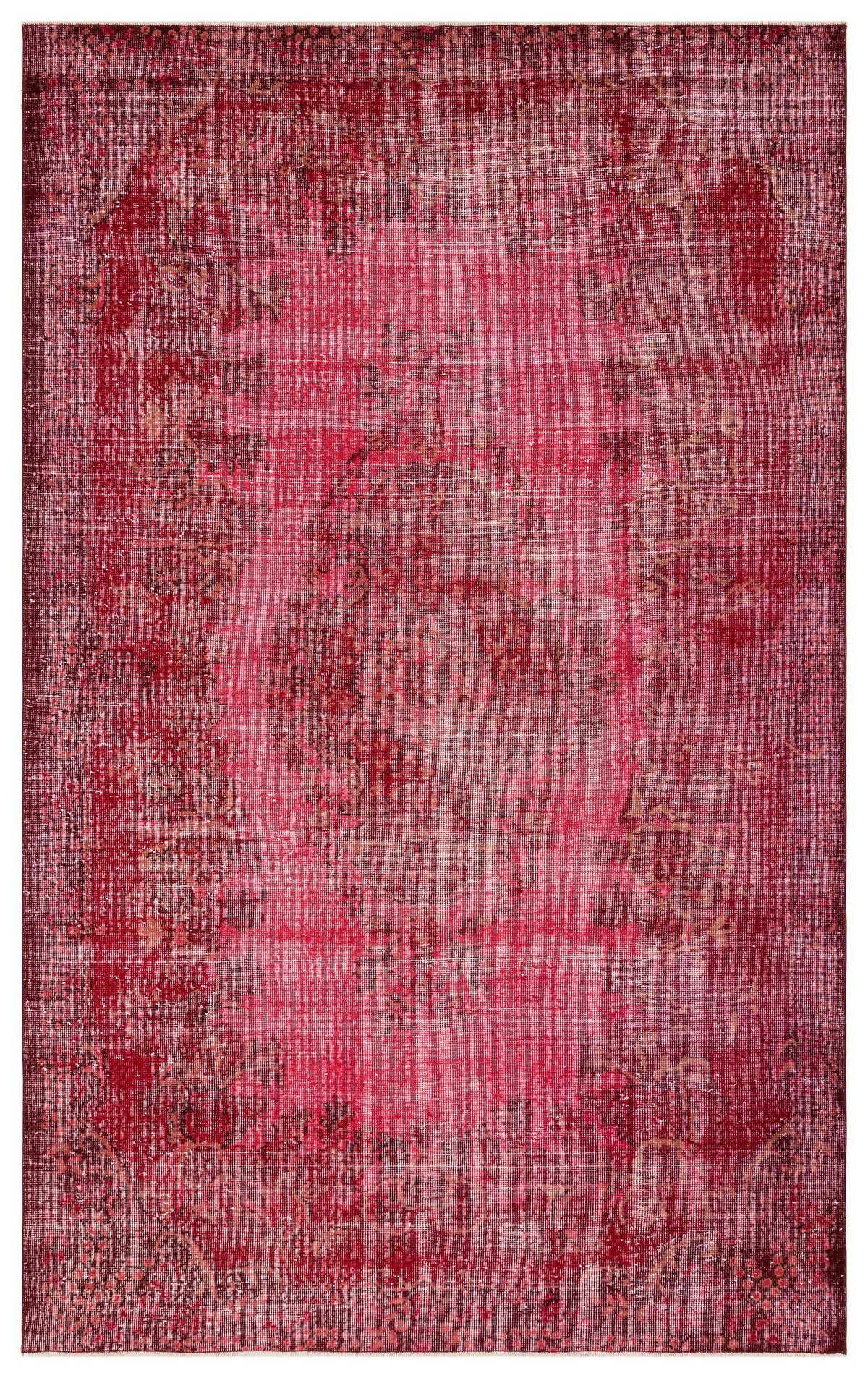 Red Over Dyed Vintage Rug 5&#39;12&#39;&#39; x 9&#39;7&#39;&#39; ft 182 x 291 cm