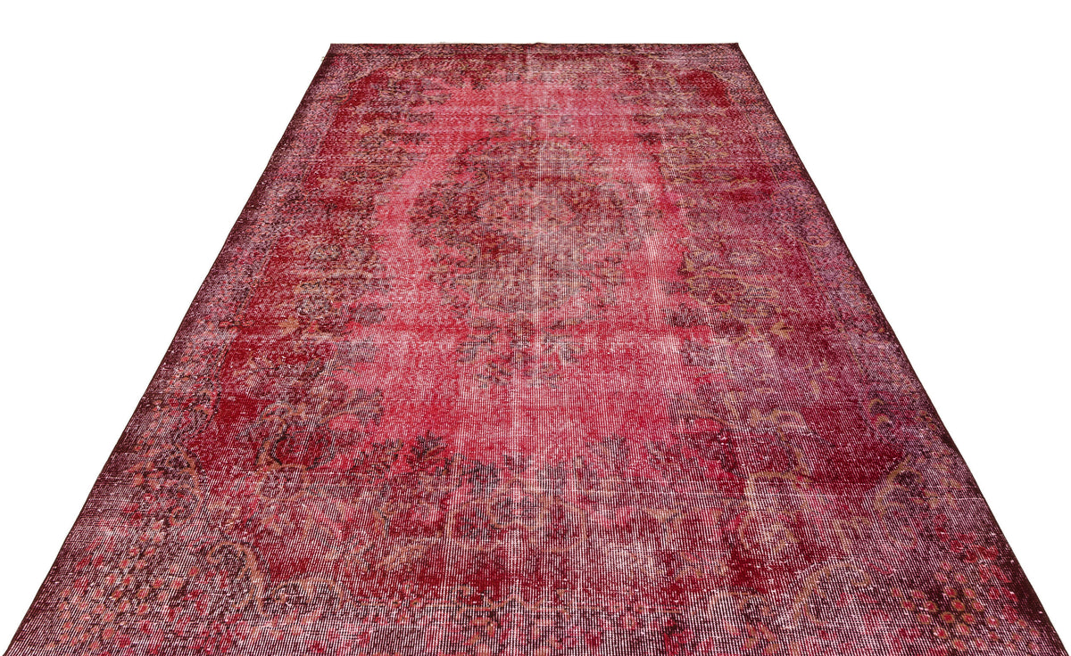 Red Over Dyed Vintage Rug 5&#39;12&#39;&#39; x 9&#39;7&#39;&#39; ft 182 x 291 cm