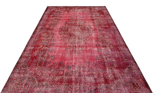 Red Over Dyed Vintage Rug 5'12'' x 9'7'' ft 182 x 291 cm