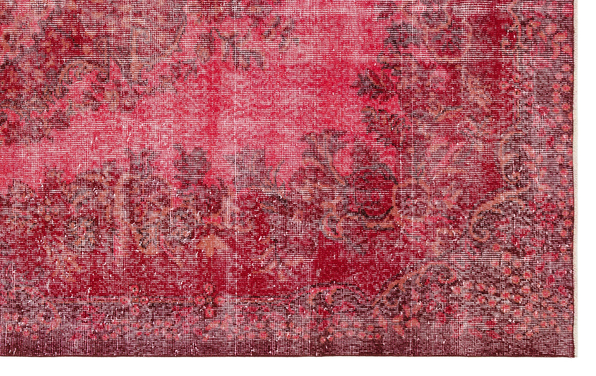 Red Over Dyed Vintage Rug 5&#39;12&#39;&#39; x 9&#39;7&#39;&#39; ft 182 x 291 cm