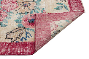 Retro Design Floral Over Dyed Vintage Rug 6'0'' x 9'1'' ft 184 x 278 cm