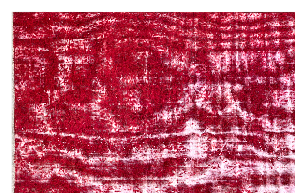 Retro Design Red Over Dyed Vintage Rug 4&#39;8&#39;&#39; x 7&#39;4&#39;&#39; ft 143 x 224 cm