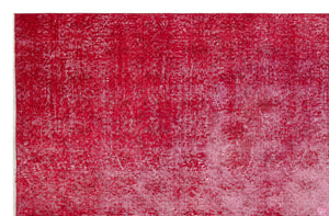 Retro Design Red Over Dyed Vintage Rug 4'8'' x 7'4'' ft 143 x 224 cm