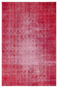 Retro Design Red Over Dyed Vintage Rug 4'8'' x 7'4'' ft 143 x 224 cm
