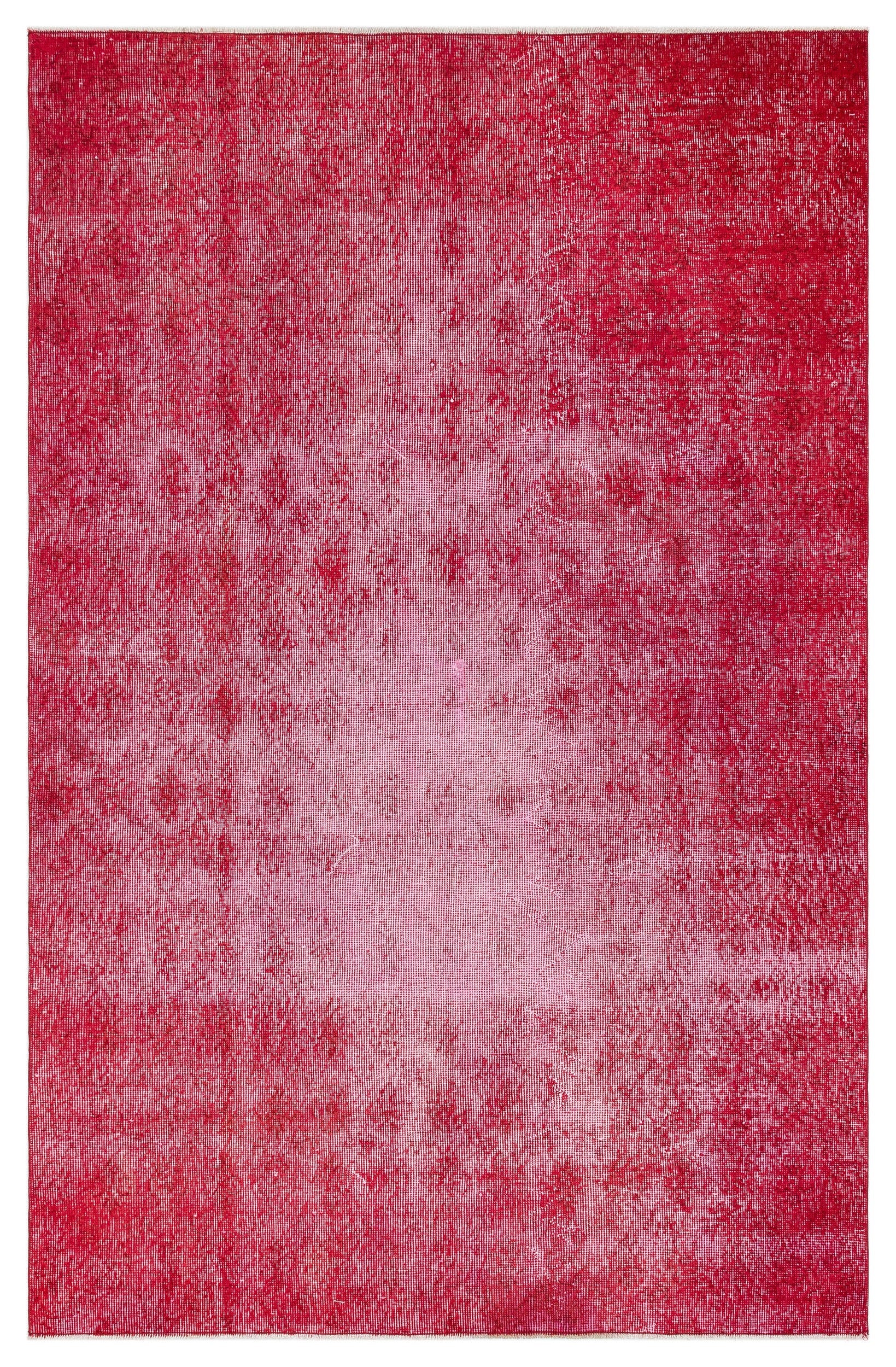 Retro Design Red Over Dyed Vintage Rug 4'8'' x 7'4'' ft 143 x 224 cm