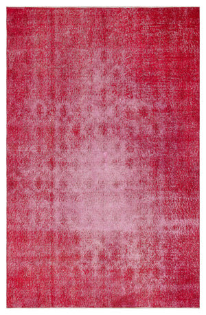 Retro Design Red Over Dyed Vintage Rug 4'8'' x 7'4'' ft 143 x 224 cm