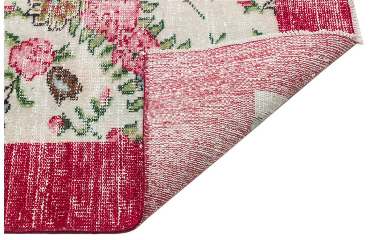 Retro Design Floral Over Dyed Vintage Rug 6&#39;2&#39;&#39; x 10&#39;3&#39;&#39; ft 189 x 313 cm