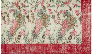 Retro Design Floral Over Dyed Vintage Rug 6'2'' x 10'3'' ft 189 x 313 cm