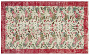 Retro Design Floral Over Dyed Vintage Rug 6'2'' x 10'3'' ft 189 x 313 cm