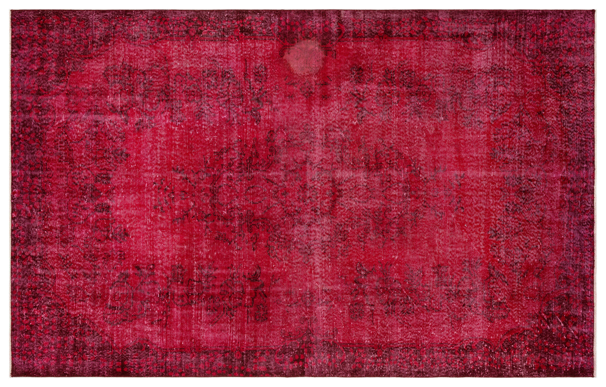 Red Over Dyed Vintage Rug 5&#39;11&#39;&#39; x 9&#39;3&#39;&#39; ft 181 x 283 cm