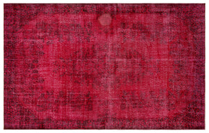 Red Over Dyed Vintage Rug 5'11'' x 9'3'' ft 181 x 283 cm
