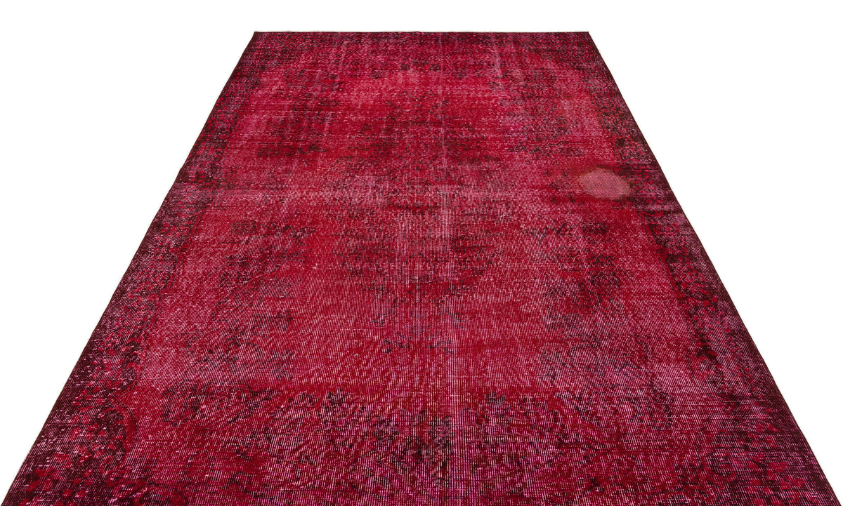 Red Over Dyed Vintage Rug 5&#39;11&#39;&#39; x 9&#39;3&#39;&#39; ft 181 x 283 cm